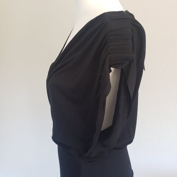 AllSaints Black Helix Dress US Size 4 Wrap Top  Vents Side Hem NEW - Picture 4 of 8